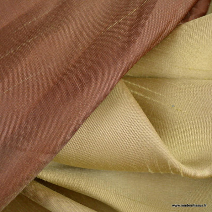 Tissu Taffetas polyester bicolor flammé grande largeur beige marron