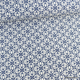Tissu Bengaline motifs graphiques bleus