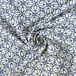 Tissu Bengaline motifs graphiques bleus