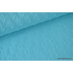 Tissu coton plumetis fantaisie turquoise x50cm