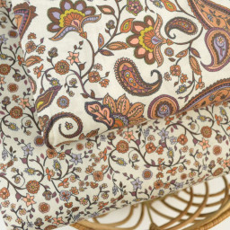Popeline Yvana style Liberty à motifs fleurs écureuil - Oeko tex
