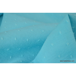 Tissu coton plumetis fantaisie turquoise x50cm