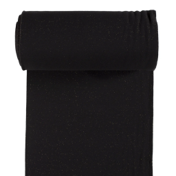 Tissu jersey tubulaire bord-côte Lurex Noir