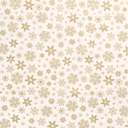Tissu de Noël motif Etoiles et étoiles de neiges or fond blanc cassé - Oeko tex