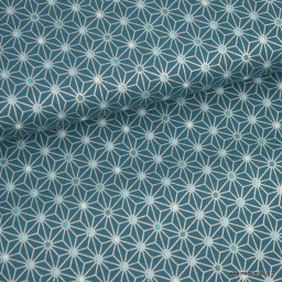 Tissu motif Asanoha or fond pétrole - Oeko tex