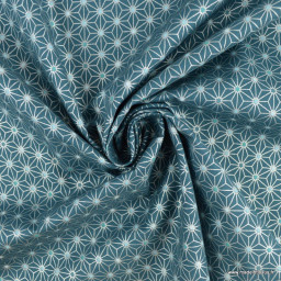 Tissu motif Asanoha or fond pétrole - Oeko tex
