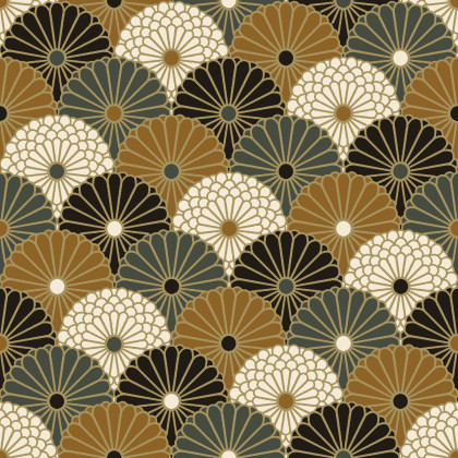 Tissu coton Hiro Japonais motifs écailles fond bronze - Oeko tex