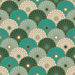 Tissu coton Hiro Japonais motifs écailles turquoise - Oeko tex