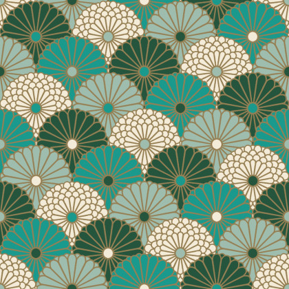 Tissu coton Hiro Japonais motifs écailles turquoise - Oeko tex