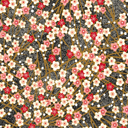 Tissu coton Japon motifs fleurs Rose - Oeko tex