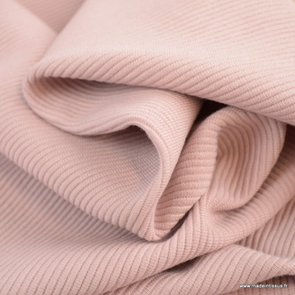 Tissu jersey côtelé rose - oeko tex