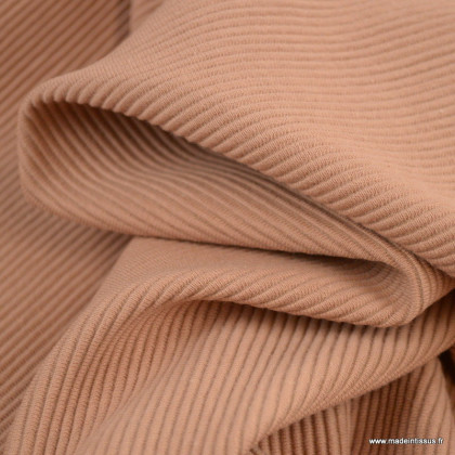 Tissu jersey côtelé Ottoman rose nude - oeko tex