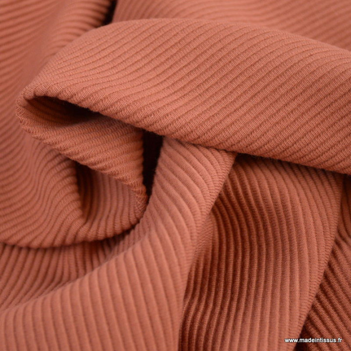Tissu jersey côtelé Ottoman vieux rose - oeko tex