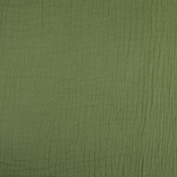 Tissu Double gaze coton Colois vert fougère - oeko tex