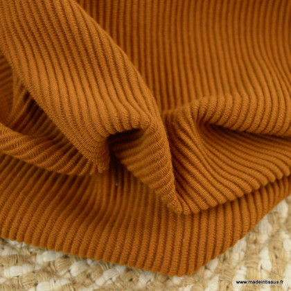 Tissu jersey côtelé Ottoman Camel - oeko tex