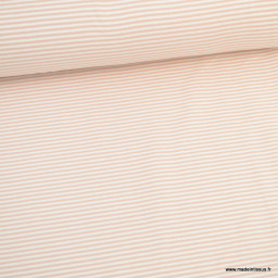 Tissu jersey à fines rayures rose clair et blanc - Oeko tex