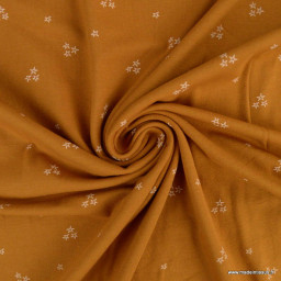 Tissu jersey motifs étoiles fond écureuil - Oeko tex