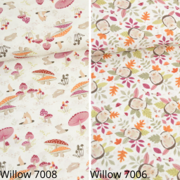 Popeline Bio Willow motifs renards et champignons -  oeko tex