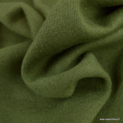 Tissu maille tricot coloris vert kaki