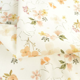 Tissu coton Lilia motif fleurs fond blanc - Oeko tex