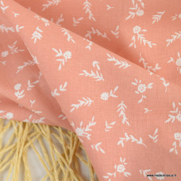 Tissu coton Becky imprimé fleurs fond rose lantana - Oeko tex