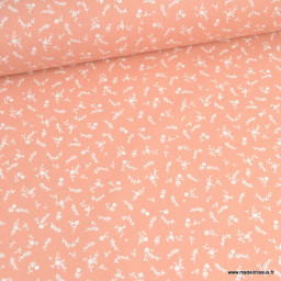 Tissu coton Becky imprimé fleurs fond rose lantana - Oeko tex