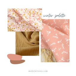 Tissu coton Tisania imprimé fleurs Marsala et Ocre - Oeko tex