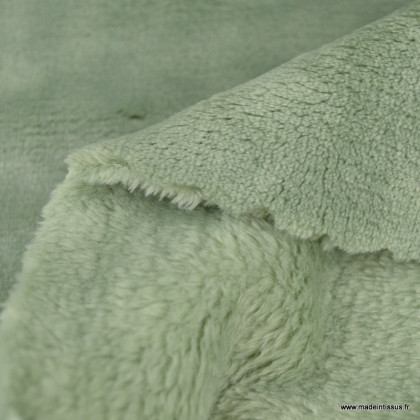 Tissu doudou ultra doux, lourd coloris vert Lichen - oeko tex