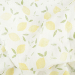 Double gaze de coton motifs citrons fond blanc -  oeko tex