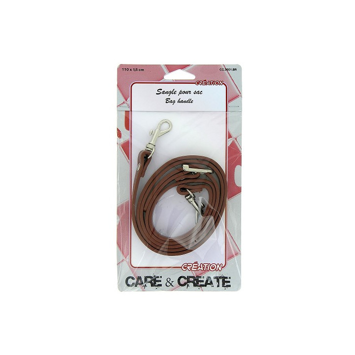 Sangle réglable pour sac coloris marron - 110 cm