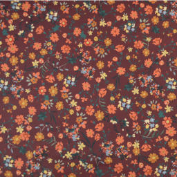 Popeline Poppy motifs floral fond bordeaux impression digitale -  oeko tex