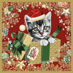 Carré / panneau en jacquard motif chat de Noël Felix rouge