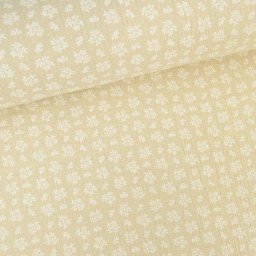 Tissu Double gaze Meesya coton motif fleurs fond lin - OEKO TEX