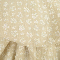 Tissu Double gaze Meesya coton motif fleurs fond lin - oeko tex