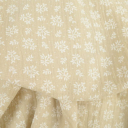 Tissu Double gaze Meesya coton motif fleurs fond lin - OEKO TEX