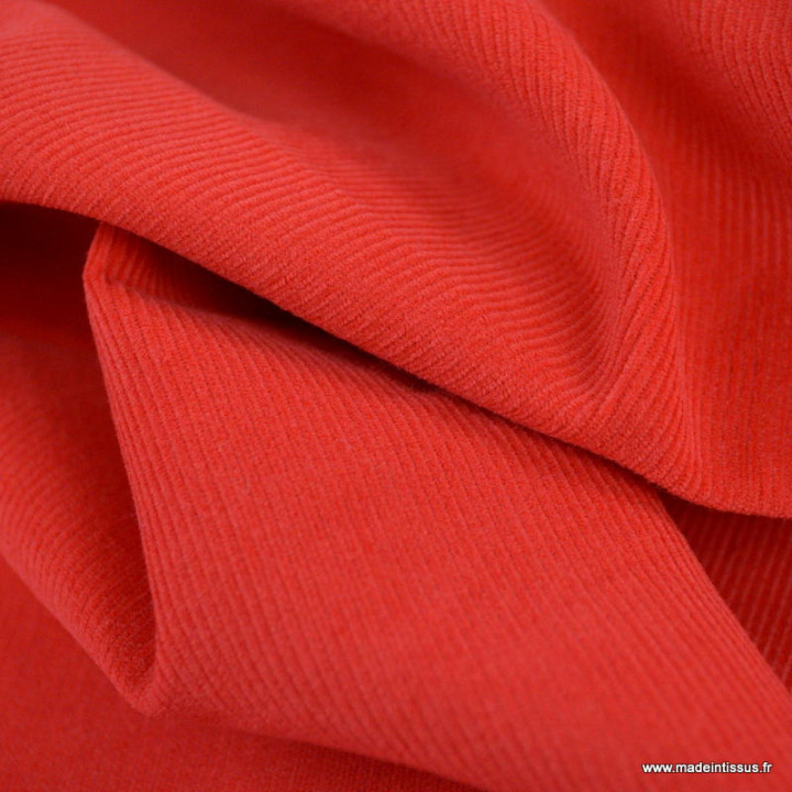 Tissu velours côtelé milleraies coton Rouge