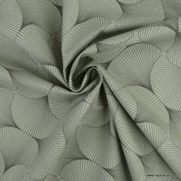 Tissu coton York motifs graphique noir et kaki