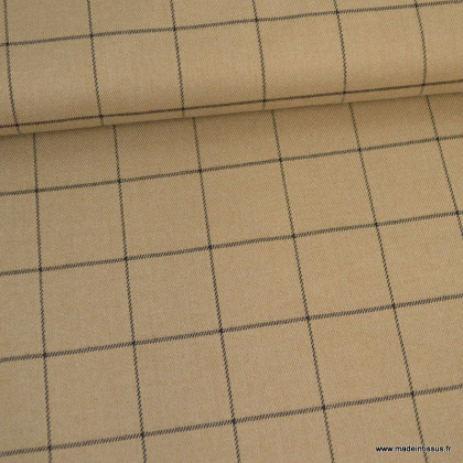 Tissu à carreaux type tartan camel - oeko tex