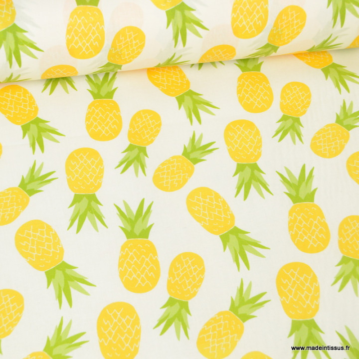 Tissu coton Enduit motifs ananas