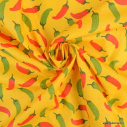 Tissu coton Enduit motifs piments rouges et verts