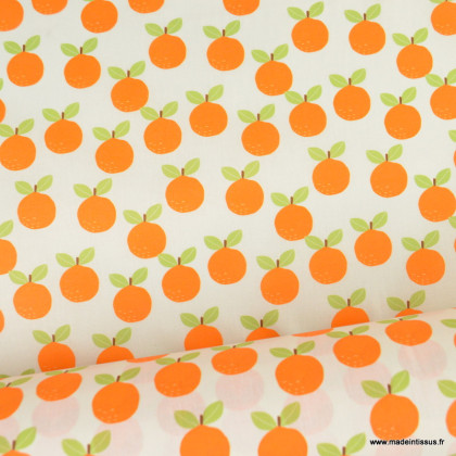Tissu coton Enduit motif clementines