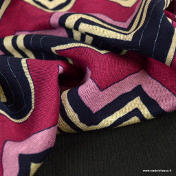 Tissu Jersey milano lourd motif graphique rose et noir