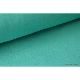 Tissu Lin lavé vert emeraude pour confection x50cm