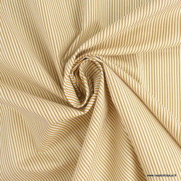 Tissu coton à rayures Reflexo ocre et blanches - oeko tex classe 1