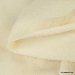 Tissu jersey French terry coton bio écru lavé - oeko tex