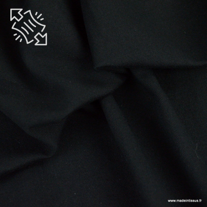 Tissu sergé stretch type chino coloris noir - oeko tex