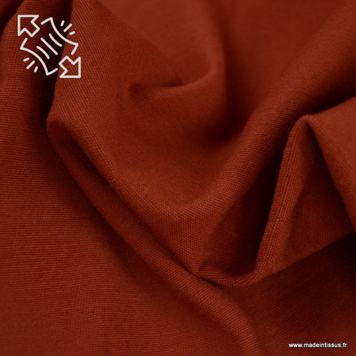 Tissu sergé stretch type chino coloris brique - oeko tex