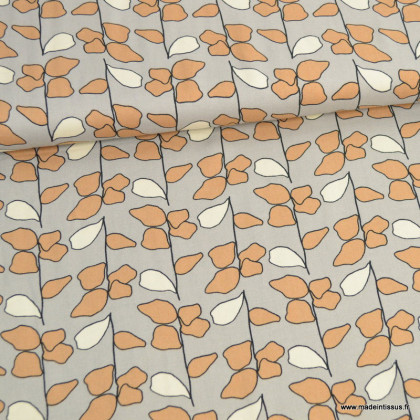 Tissu sergé de Viscose motifs abstrait fond beige
