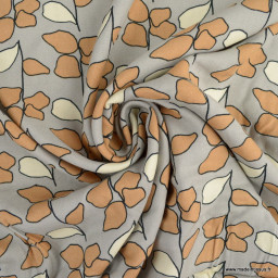 Tissu sergé de Viscose motifs abstrait fond beige
