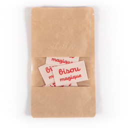 Lot de 5 étiquettes tissées Bisou Magique - Ikatee